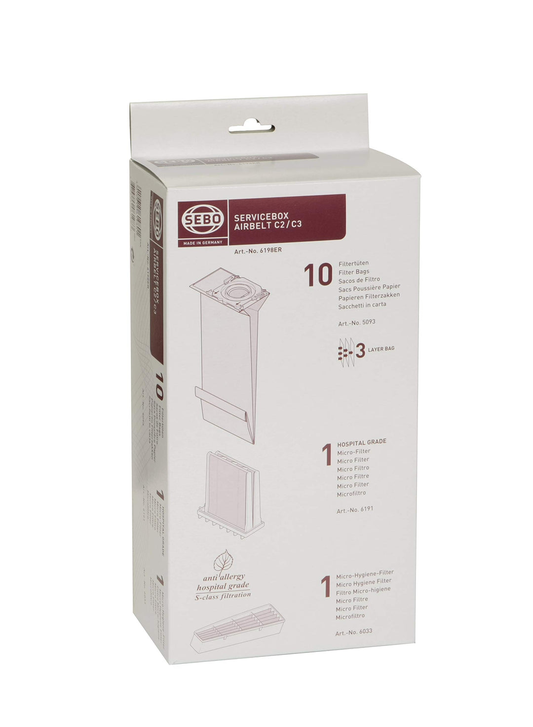Sebo Service-Box-airbelt C2.1/C3/C3.1 Filterset, Papier Single, Single