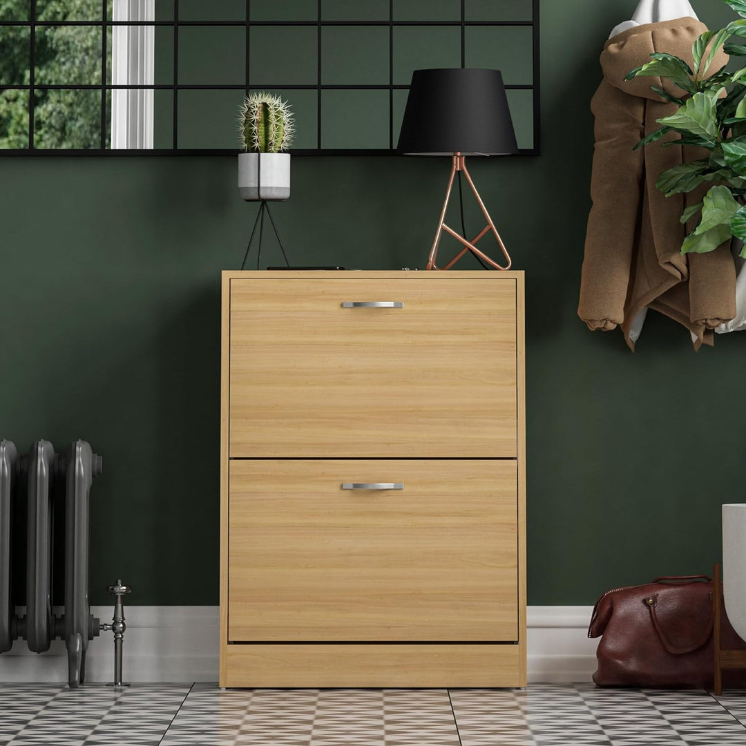 Vida Designs Schuhschrank mit 2 Klappfächern, Aufbewahrung für Schuhe, Organizer, Holzmöbel-Einheit,