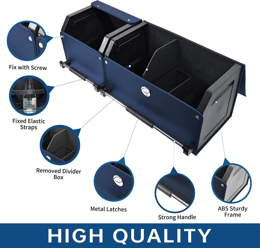 Auto Kofferraum Organizer, 2 in 1 Langlebig Leder Aufbewahrungsbox mit Deckel und stabilem Griff, Gr