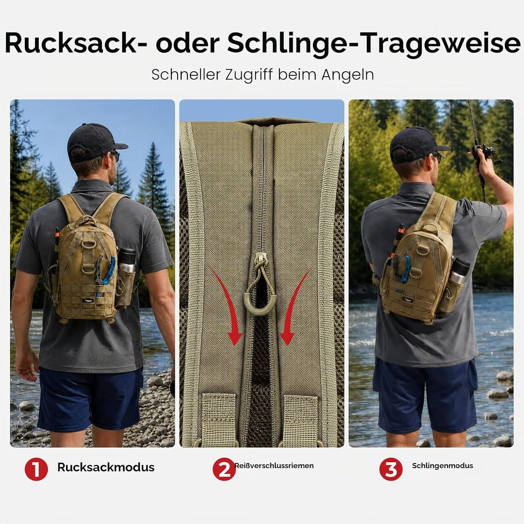 Piscifun Angelausrüstungs-Rucksack mit Ruten- und Ausrüstungshalter, leicht, wasserabweisend, Angel-