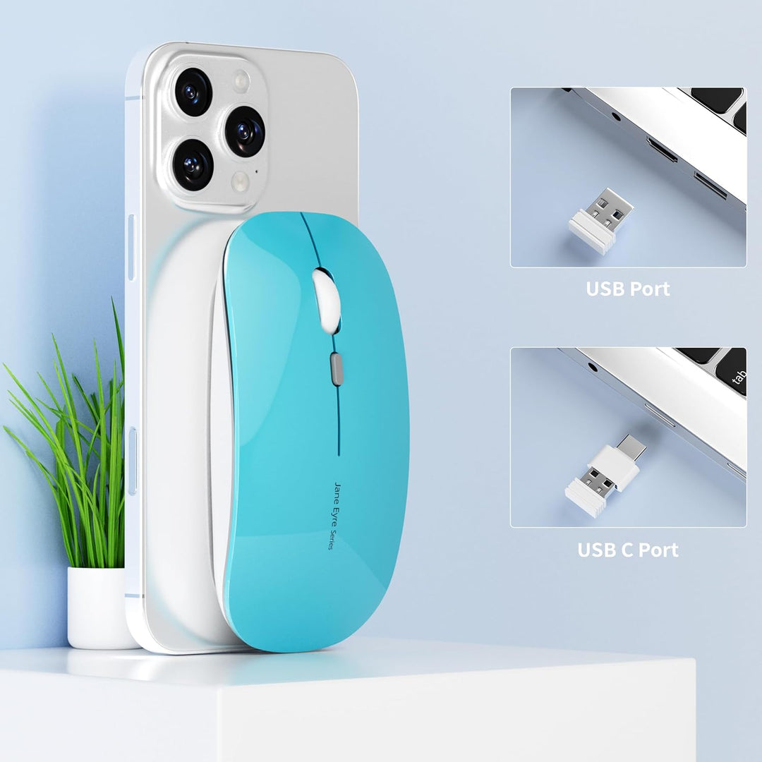 Uiosmuph Q5 Kabellos Maus, Wiederaufladbar Funkmaus 2.4G Leise Funkmaus Ultra Dünn Wireless Computer