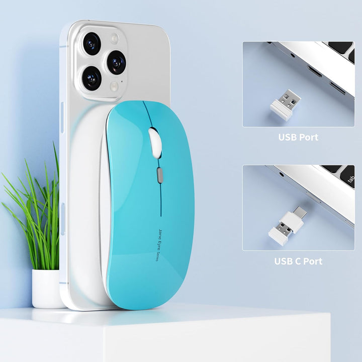 Uiosmuph Q5 Kabellos Maus, Wiederaufladbar Funkmaus 2.4G Leise Funkmaus Ultra Dünn Wireless Computer