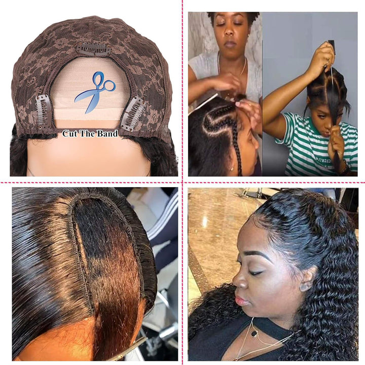 None Lace Front Machine Made Wig Deep Wave For Black Women 150% Density Soft And Silky Brazilian Glu
