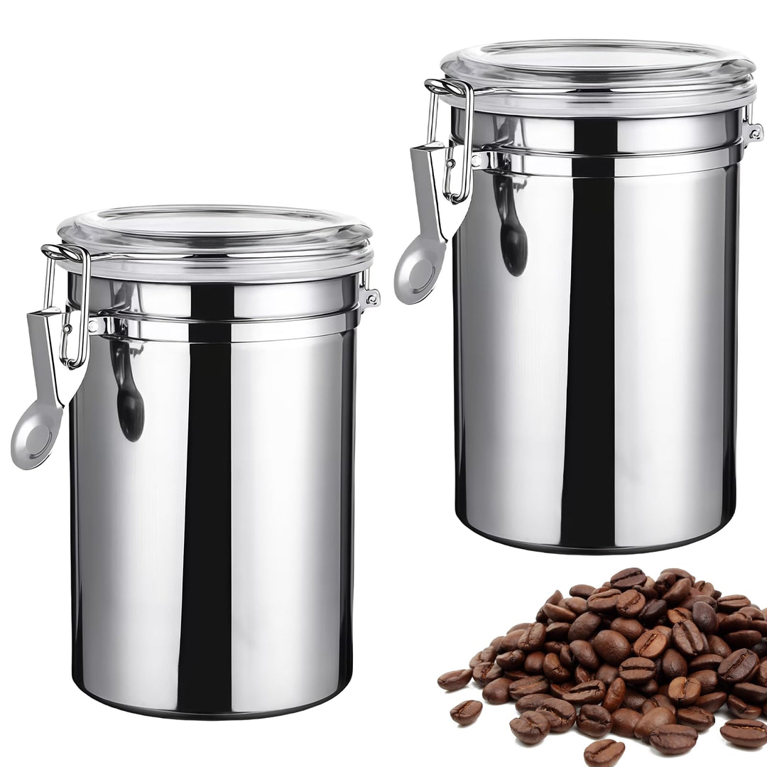2Pcs Premium Kaffeedose: 1.1L Kaffeedose Luftdicht mit Deckel, Edelstahl Dose zur Aufbewahrung, Arom