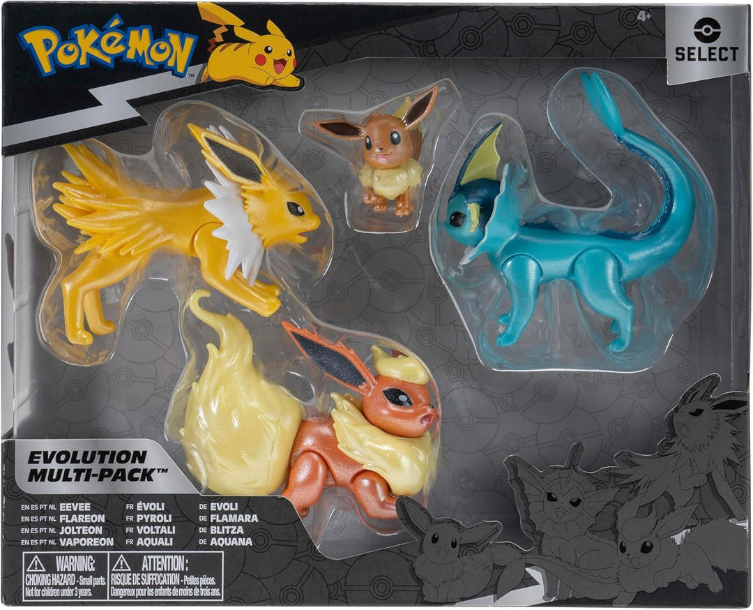 Pokémon PKW2837 - Select Entwicklungs Multipack - Evoli, Aquana, Blitza, Flamara, offizielles Spiels