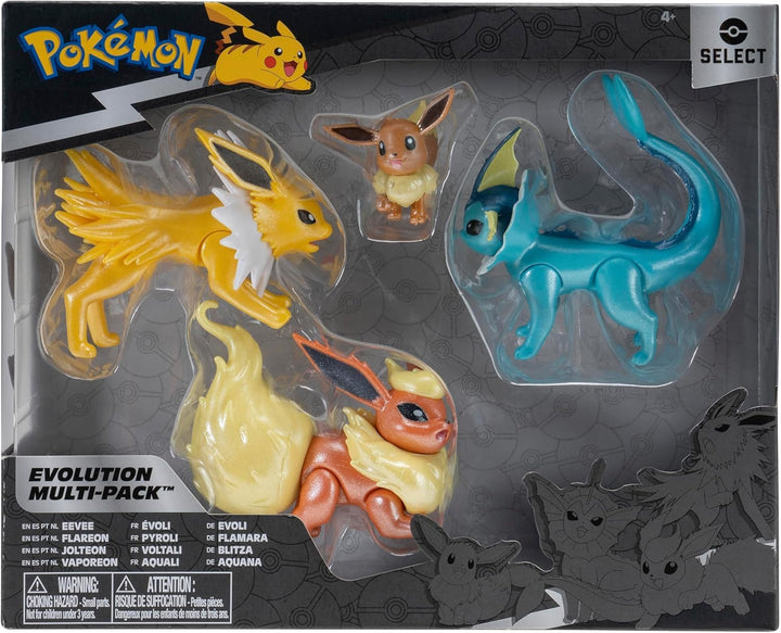 Pokémon PKW2837 - Select Entwicklungs Multipack - Evoli, Aquana, Blitza, Flamara, offizielles Spiels