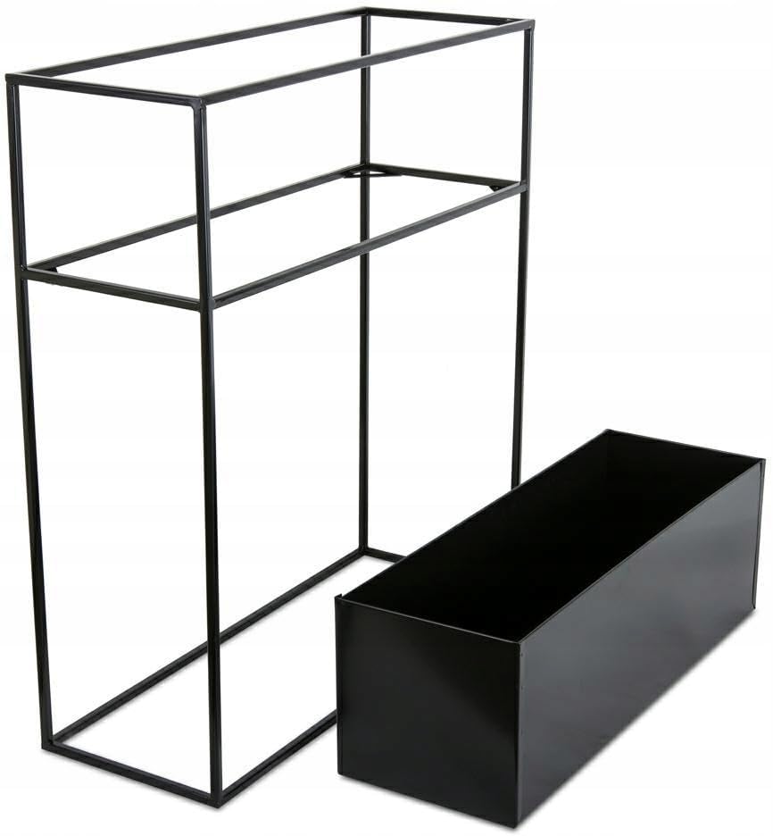Schwarz Blumenständer Metall - Pflanzenständer 70 cm Hoch mit Metall Box 24 x 64 x 20 cm - Blumentop