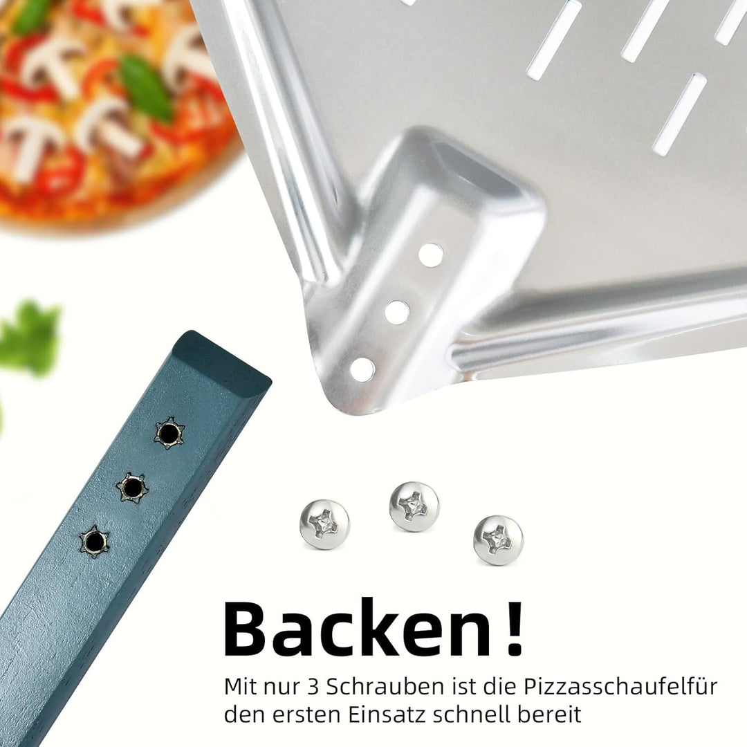 Pizzaschieber 40 * 30cm 12 Zoll Aluminium Pizzaschieber perfekter Grösse und perforiertem Design für