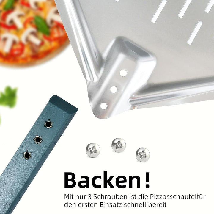 Pizzaschieber 40 * 30cm 12 Zoll Aluminium Pizzaschieber perfekter Grösse und perforiertem Design für