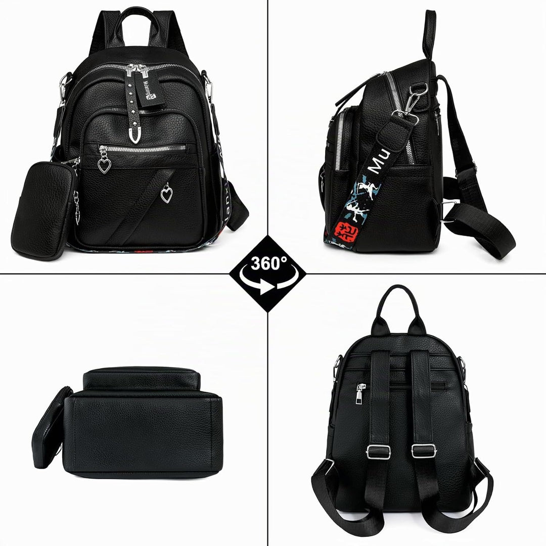 JANSBEN Leder Rucksack Damen Klein, Elegant Cityrucksack Modern Anti-Diebstahl Tagesrucksack Backpac