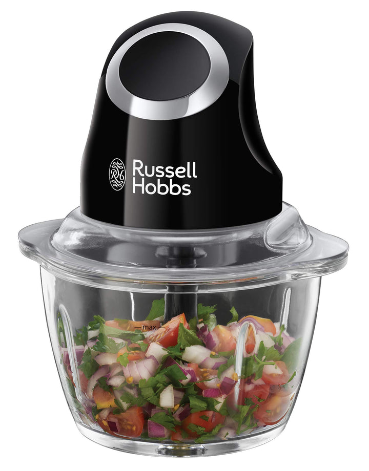 Russell Hobbs Zerkleinerer elektrisch Mini [Glasbehälter inkl. Aufbewahrungsdeckel] Matt Schwarz (50