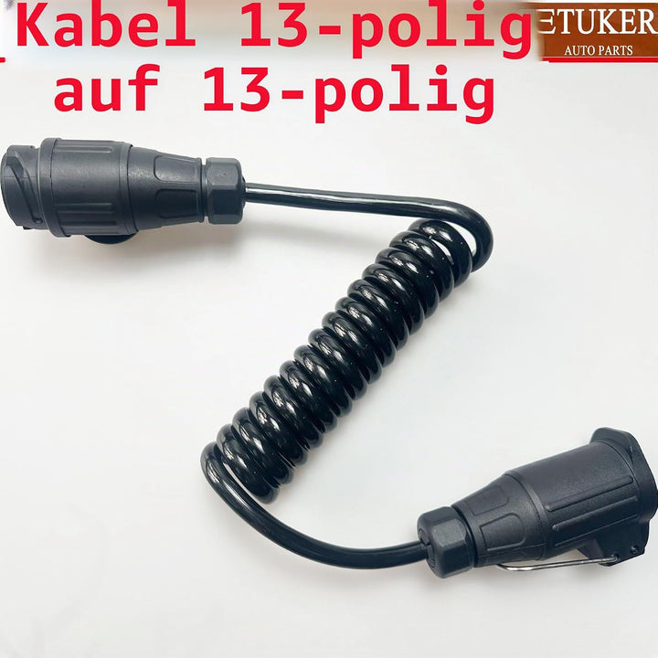 Anhänger Adapter Spiralkabel 7 Polig Max.2M,13 auf 13 Anhänger Verlängerung Kabelverbinder fur LKW R