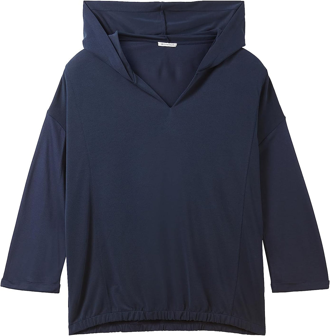 TOM TAILOR Damen T-Shirt mit Kapuze M 10668 - Sky Captain Blue, M 10668 - Sky Captain Blue