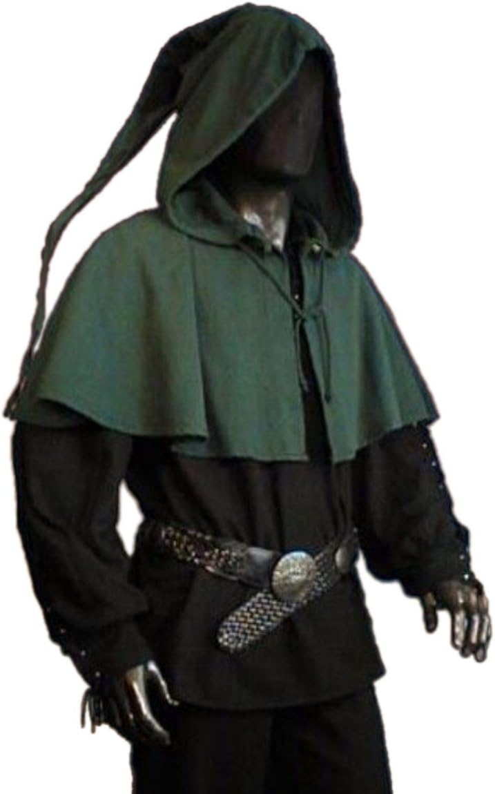 Dark Dreams Gothic Mittelalter LARP Gugel mit Zipfel Askell, Farbe:grün, Grösse:Freesize Einheitsgrö