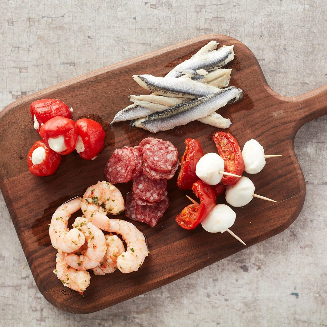 Point-Virgule Servierbrett aus Walnussholz mit Griff, perfekt zum Servieren von Vorspeisen und Käse,