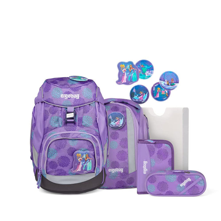 ergobag pack Set ergonomischer Schulrucksack, Set 6-teilig Einheitsgrösse Schlittenzaubär Glow - Lil