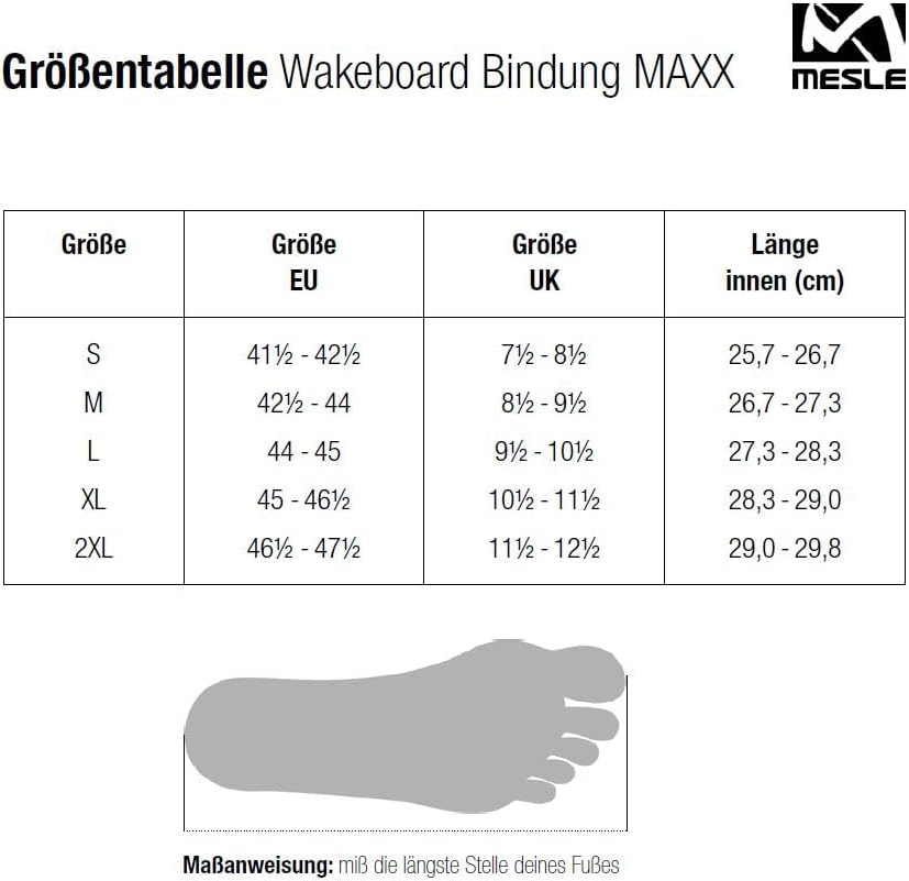 Mesle Wakeboard-Bindung Maxx, Closed Toe Boot, 36-45 Schuhgrösse, schwarz, S