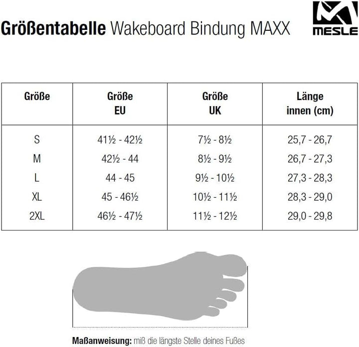 Mesle Wakeboard-Bindung Maxx, Closed Toe Boot, 36-45 Schuhgrösse, schwarz, S