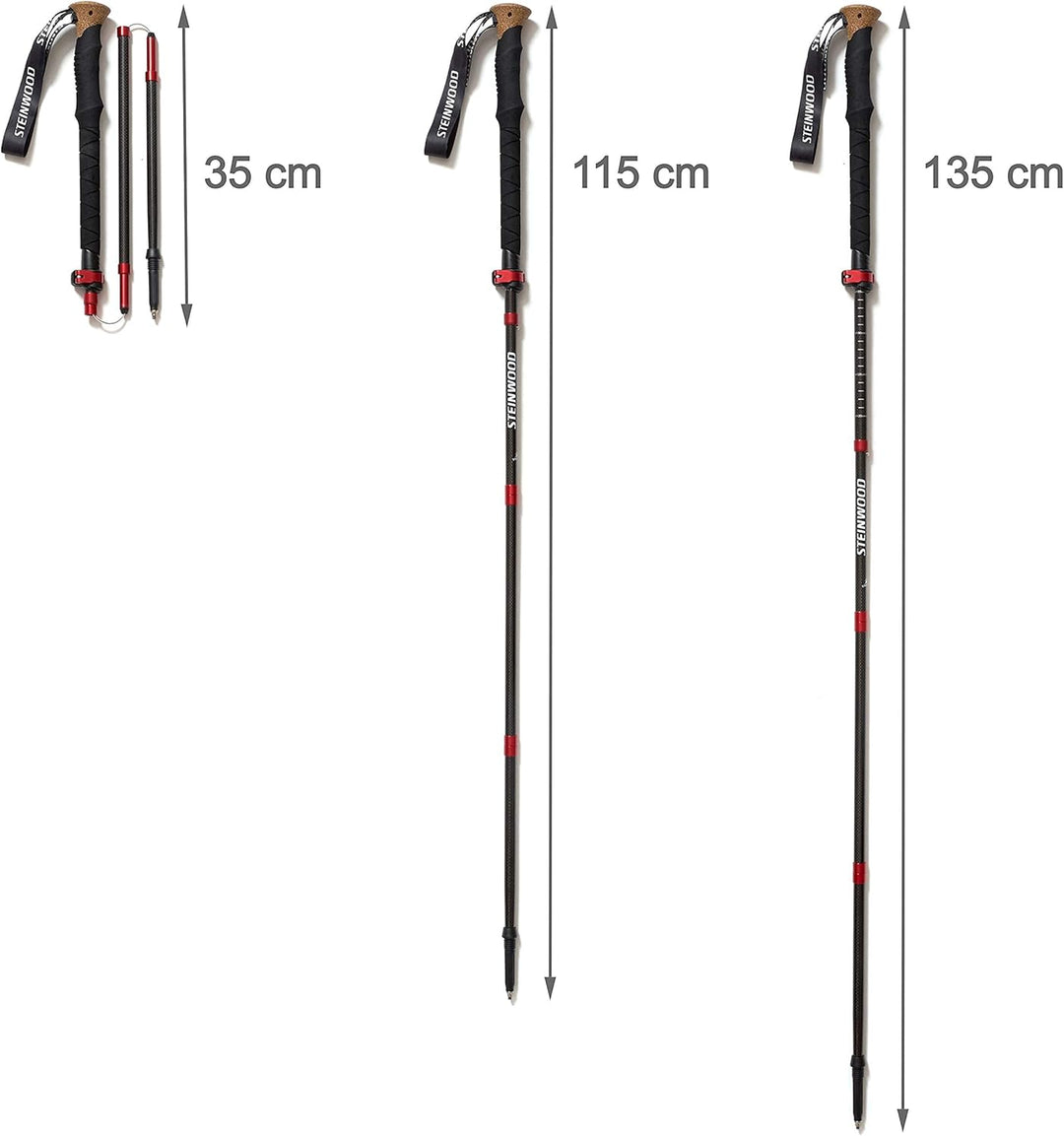 Steinwood Premium Carbon Wanderstöcke - Trekkingstöcke - extra leicht, verstellbar mit Teleskop und