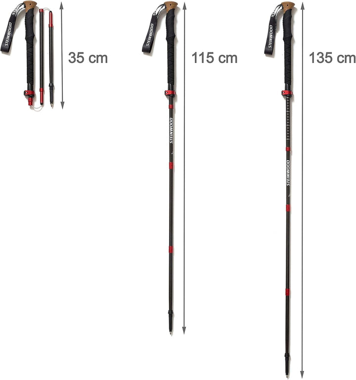 Steinwood Premium Carbon Wanderstöcke - Trekkingstöcke - extra leicht, verstellbar mit Teleskop und