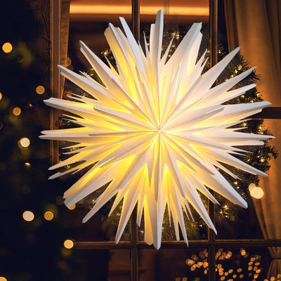 EANLOLY Papierstern zum Aufhängen, Weihnachtsstern Beleuchtet, 3D Leuchtsterne Fenster, Papiersterne