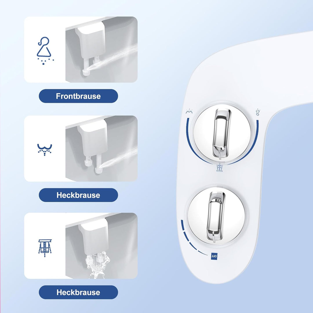 Bidet Aufsatz, Ultra-Slim Bidet Einsatz für Toilette mit Nicht Elektrischer Selbstreinigender Doppel