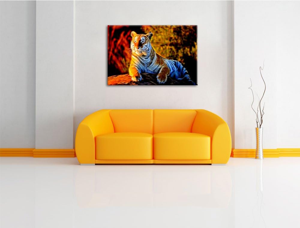 Stolzer Tiger Deluxe Format: 100x70 cm auf Leinwand, XXL riesige Bilder fertig gerahmt mit Keilrahme
