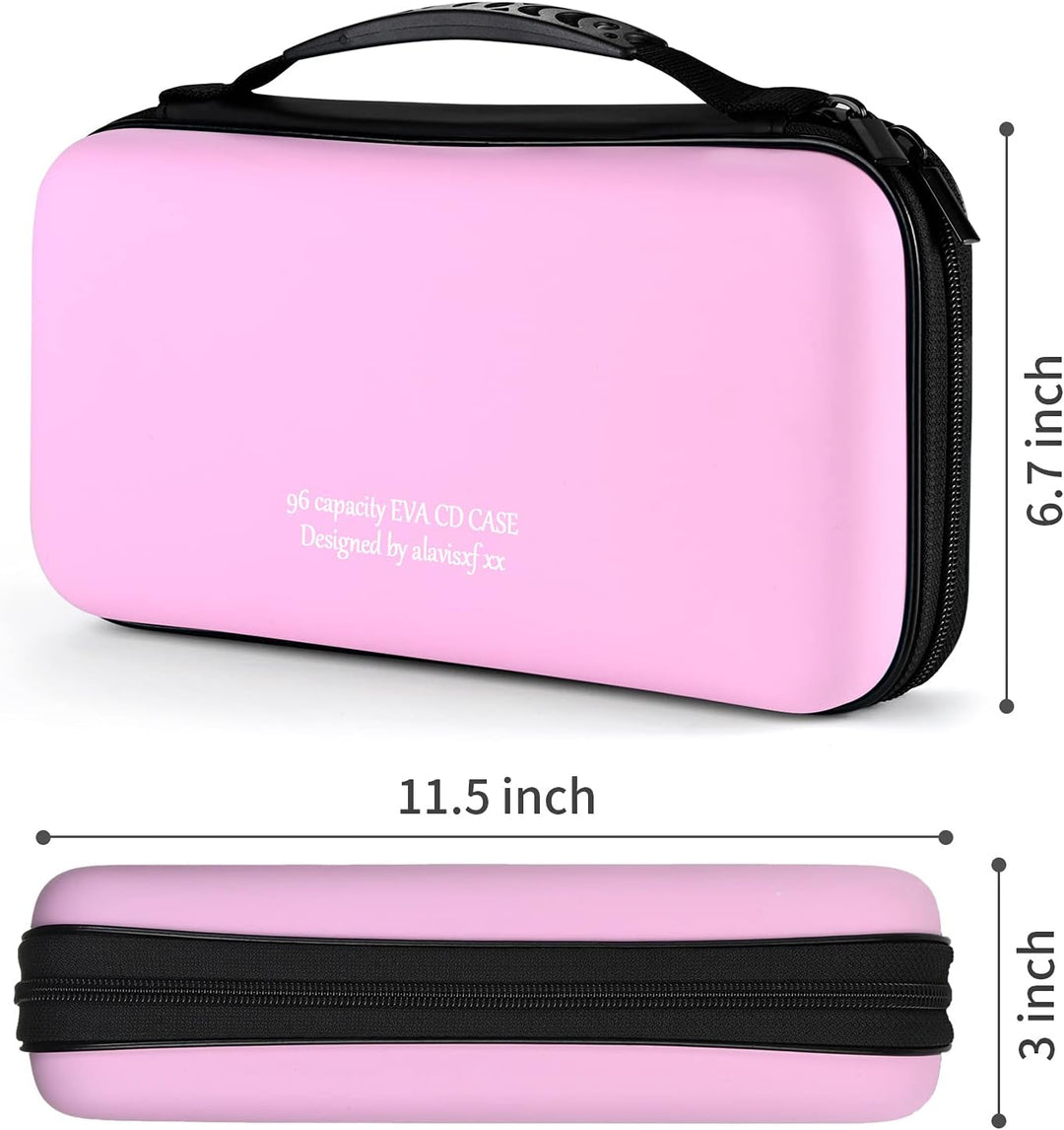 CD Tasche, 96 Kapazität Hart Eva Blu-ray CD-Brieftasche Doppelreissverschluss Handschlaufe Tragbare