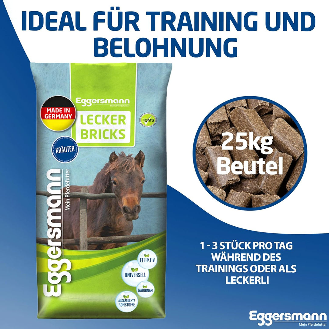 Eggersmann Mein Pferdefutter - Lecker Bricks Kräuter 25 kg - Leckerlies für Pferde und Ponies zur Be