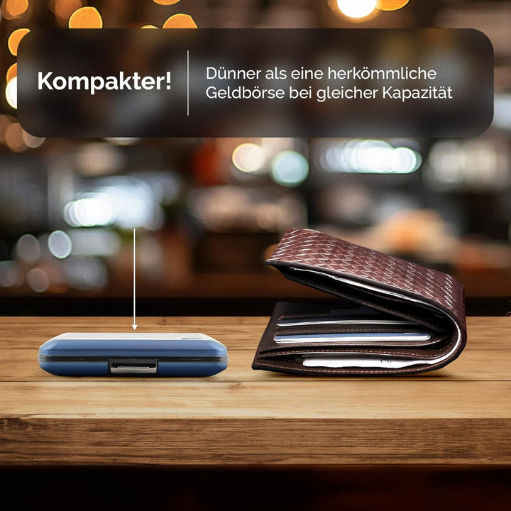 OGON Aluminium Geldbörse Smart Case V2 - Einfache Lagerung - Metallverschluss - Kartenetui mit RFID-