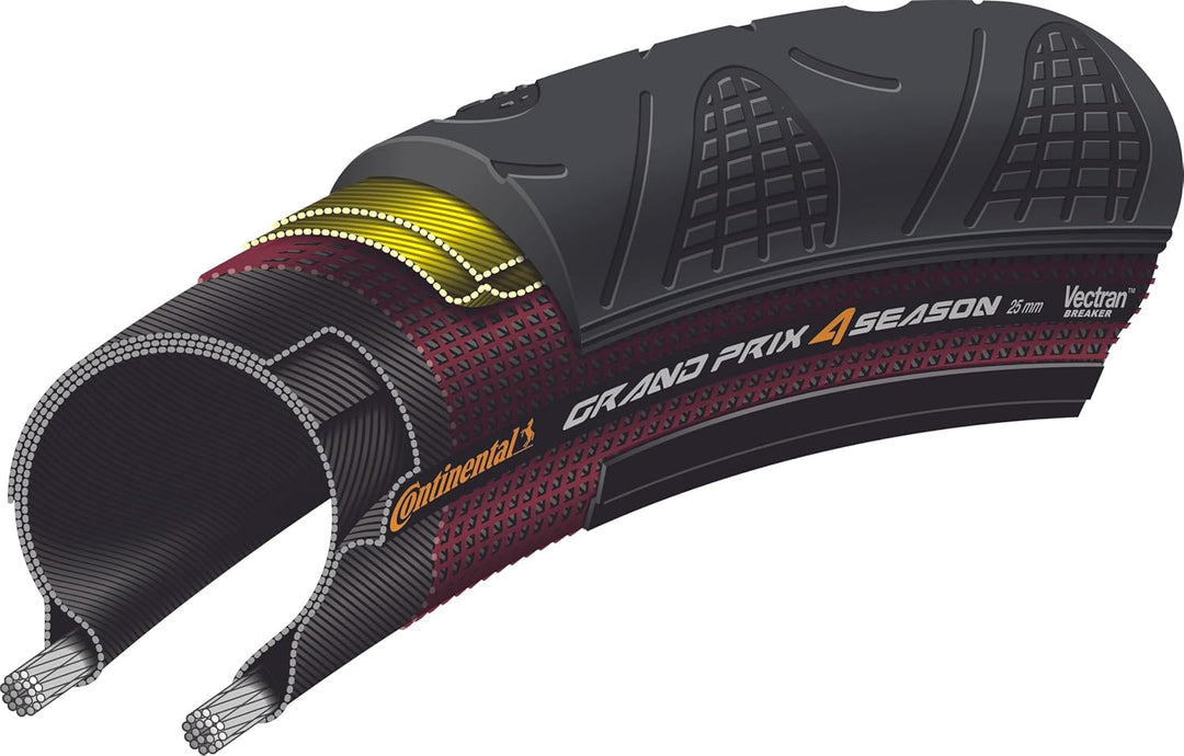 Continental Reifen Rennrad Grand Prix 4-Season, Double Vectran Breaker und DuraSkin 700x23C 23-622 S