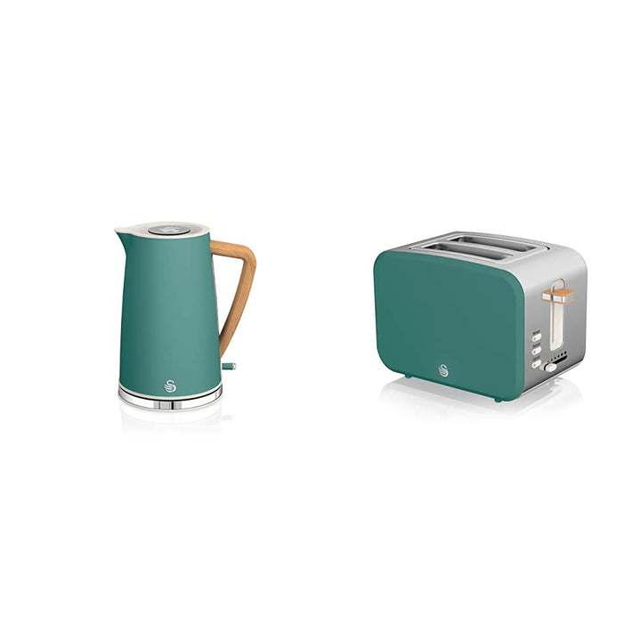 Swan Nordic Ultra Schneller elektrischer Wasserkocher, kabellos, 1,7 l, 2200 W, Grün &amp; Nordic Breits