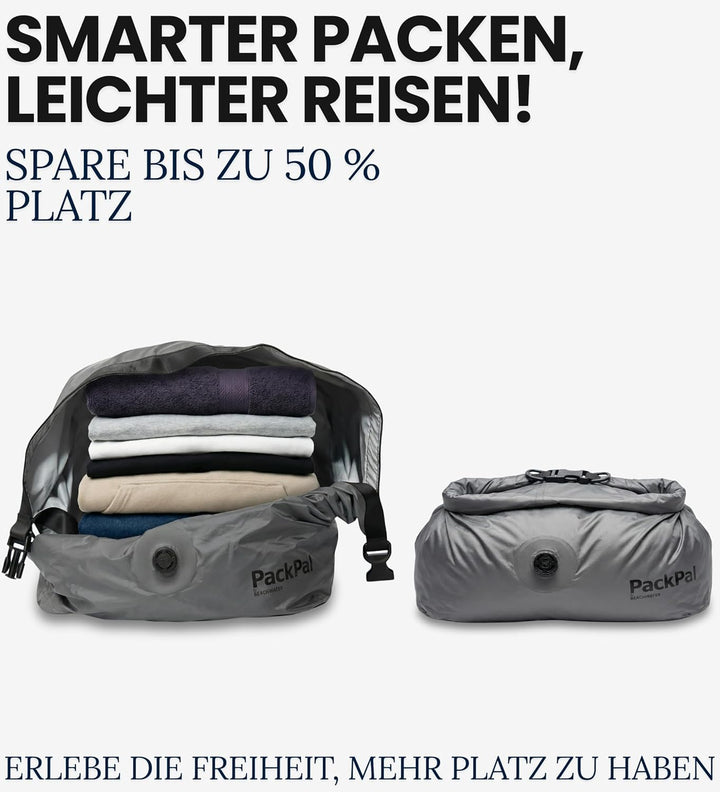 PackPal Large Komprimierungs-Beutel 35L | Vakuumbeutel ohne Pumpe | Platzsparender Rucksack & Koffer