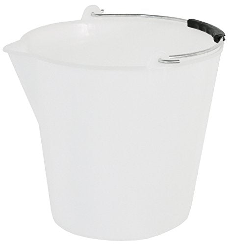 Kunststoffeimer aus weissem niederdichten Polyethylen, mit Ausguss, mit Tragebügel aus Edelstahl 18/