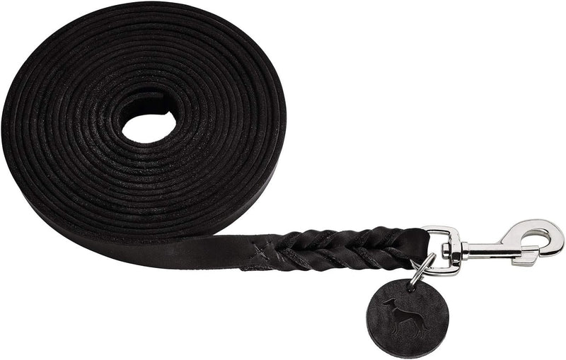 HUNTER Solid Education Suchleine für Hunde, Leder, geflochten, robust, weich, 1.1 x 500 cm, schwarz