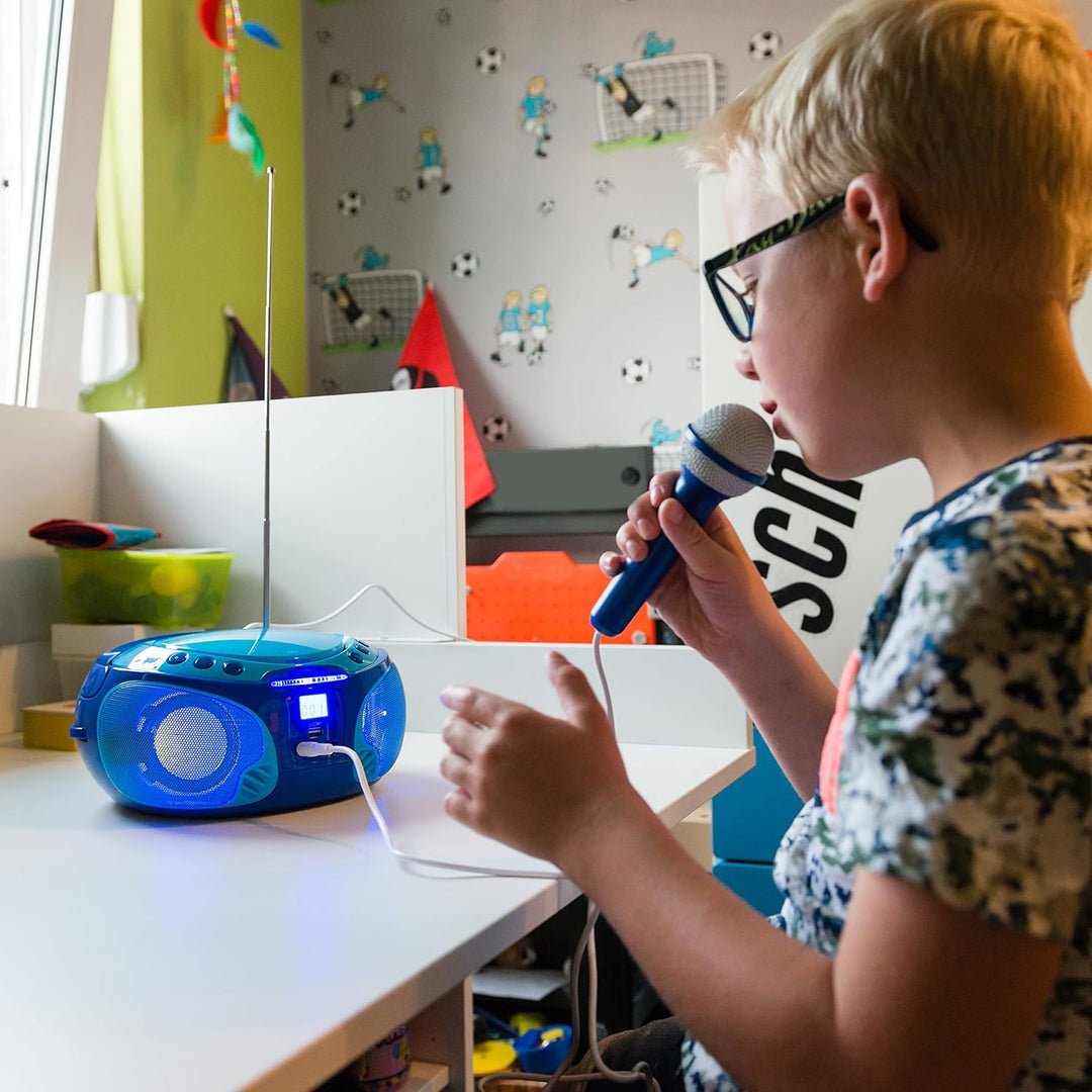 Lenco SCD-650 - tragbares CD-Radio - Kinder-Boombox - USB & Mikrofon - 6 Watt Boombox - USB Playback