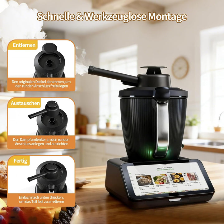 Dampfumleiter für Thermomix TM7, Dampfumleitung Zubehör für TM7 mit Sicherheitsgriff, Dampfumlenk Au