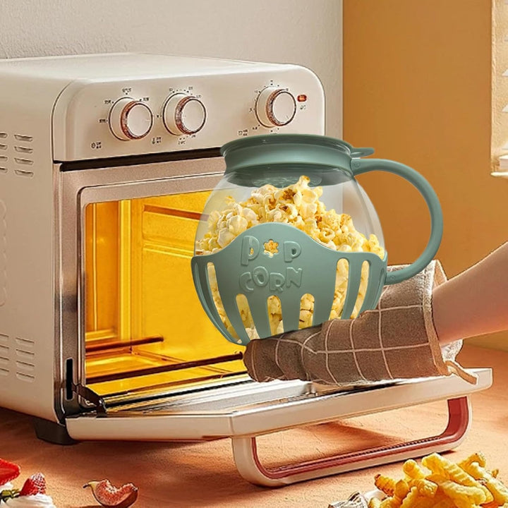 Mikrowellen-Popcorn-Maker | 2,25 Quart Popcorn Kanne Mikrowelle | Popcornmaschine mit Deckel und Gri