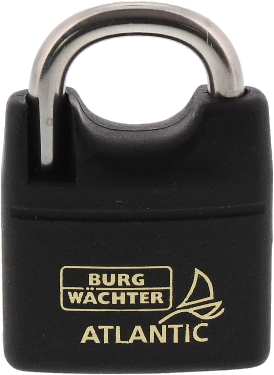 Burg-Wächter Vorhängeschloss, 6 mm Bügelstärke, 2 Schlüssel, Atlantic 217 F 40 Ni SB, Black normal,