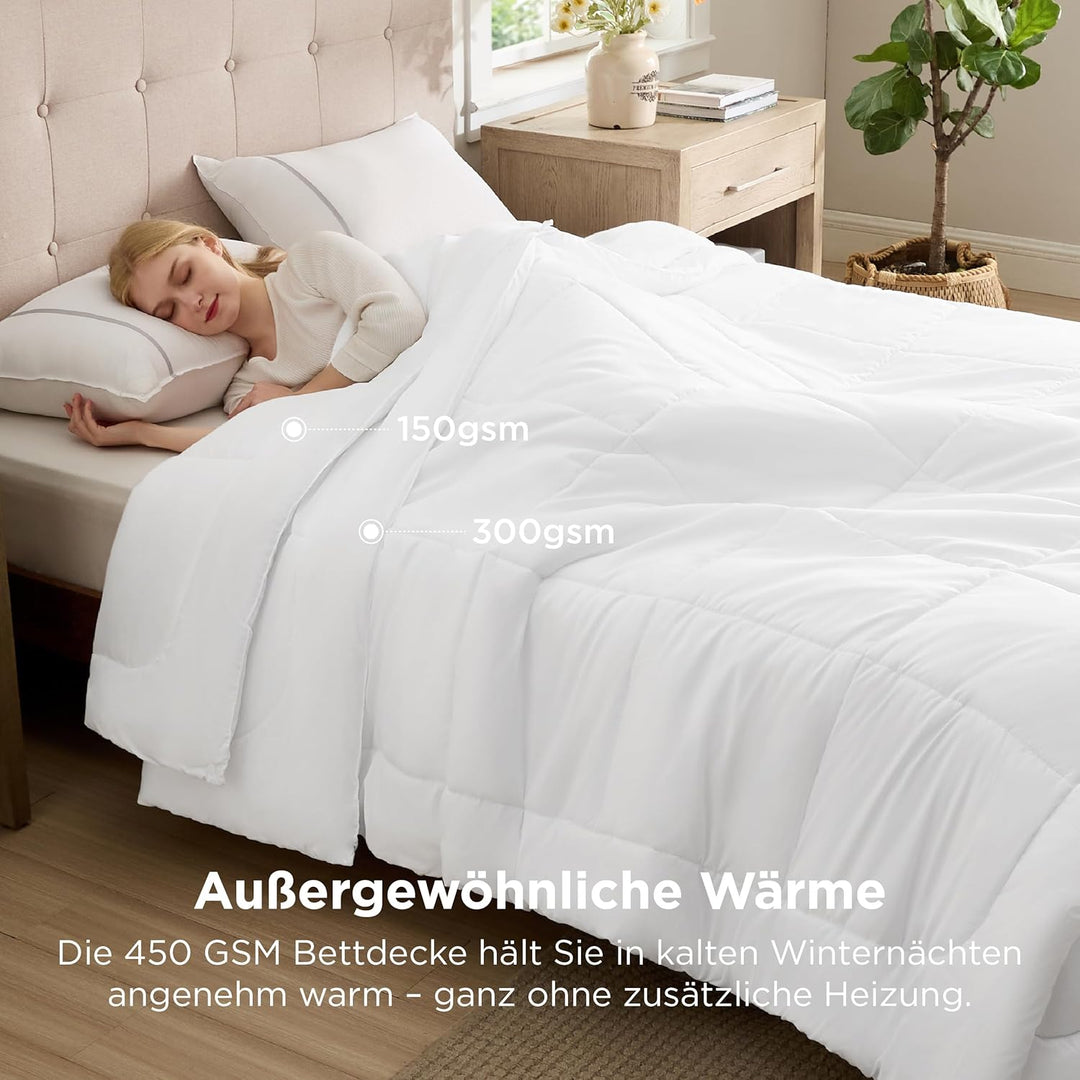BEDSURE Bettdecke 155x220 450gsm - Steppdecke für Vierjahreszeiten/Sommer/Winter, 4 Jahreszeiten 2 t
