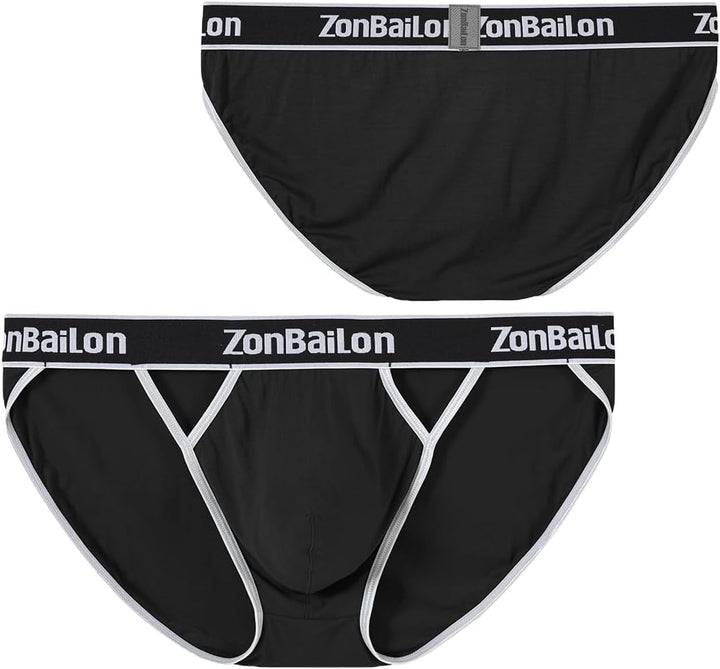 Herren Dreiecks-Slips mit Extra Bequeme Beutel ohne Etikett und Breitem Bund Schwarz L, Schwarz L