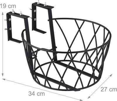 Relaxdays Blumentopfhalter Balkon, 3er Set, Metall, verstellbar, Blumentopfhalterung zum Einhängen,
