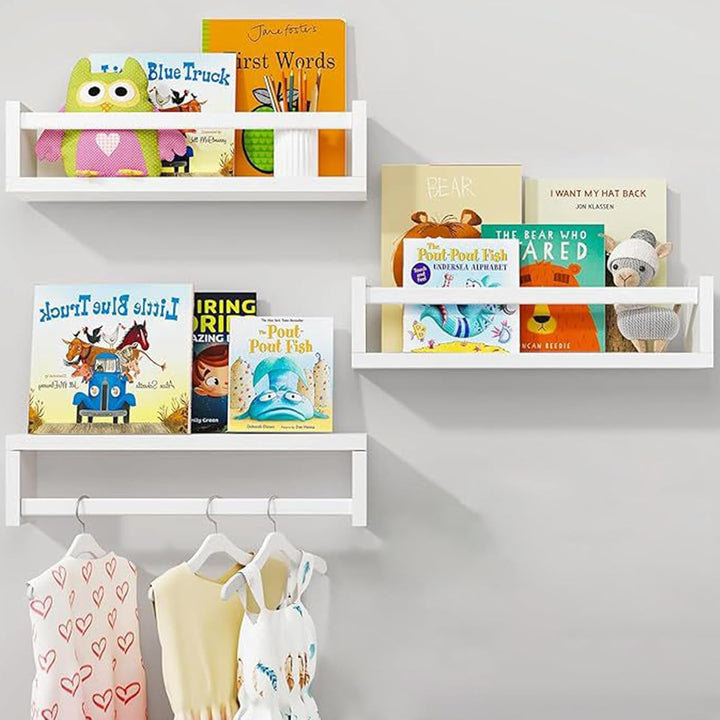 Kinderzimmerregale, 3er-Set Wand-Bücherregal, 40 cm, Massivholz, für Bücher | Spielzeug, Dekoration,