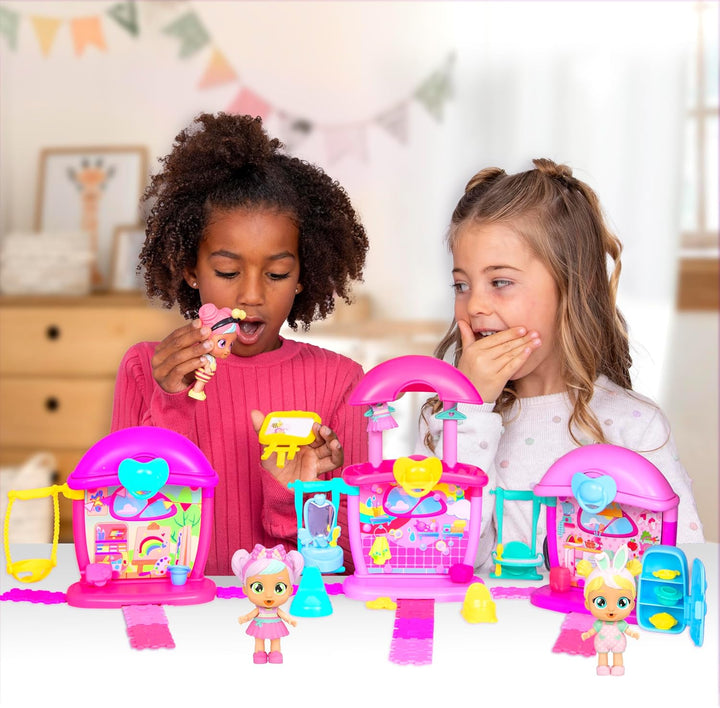 Cry Babies Playtime Day Care Bella's Bathroom, erweiterbares Mini-Puppenhaus-Spielset Badezimmer mit