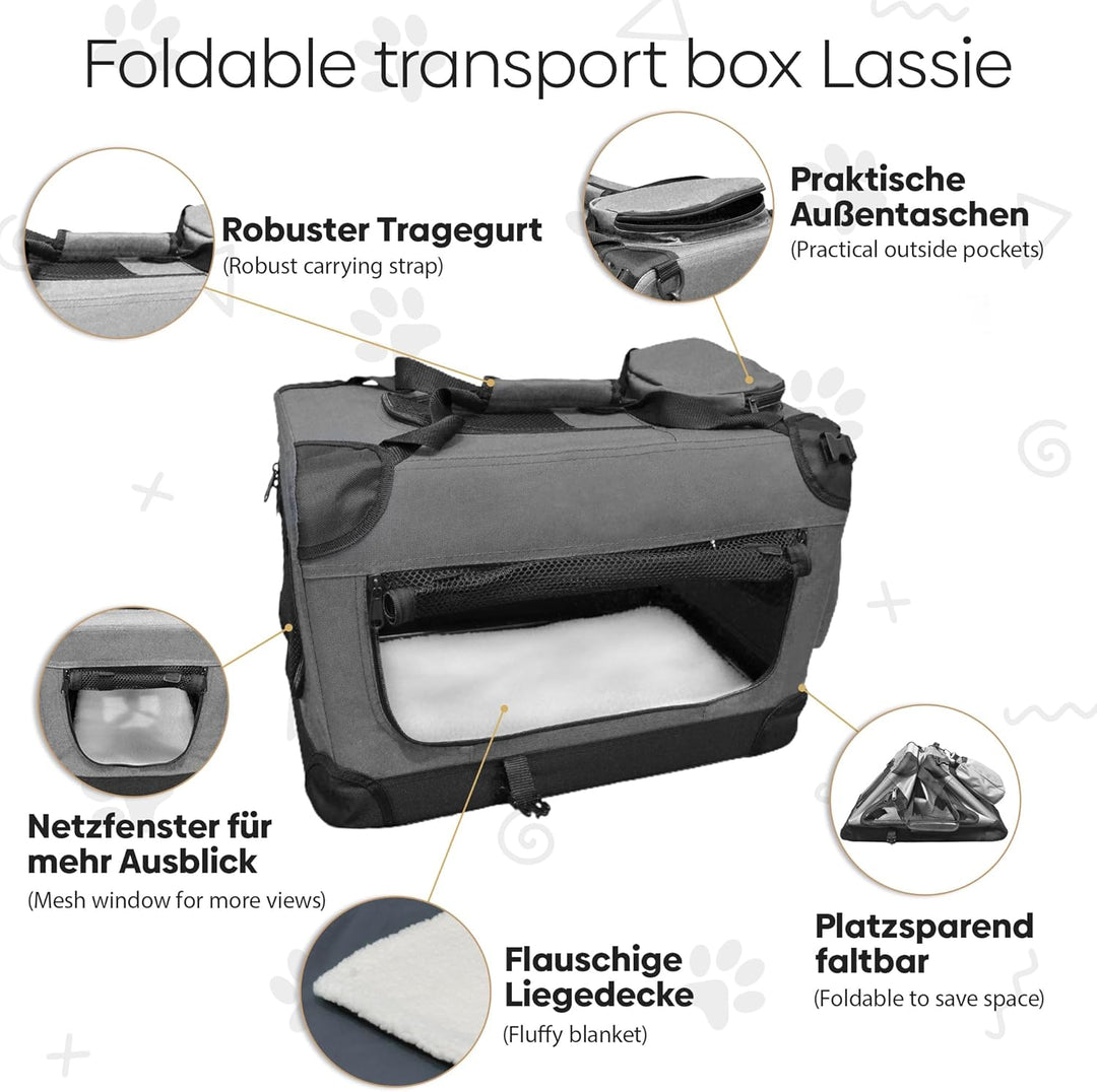 DEFACTO Hundebox faltbar für Auto &amp; Reisen | Hundetransportbox &amp; Hundetasche für Hunde, Katzen &amp; Hau