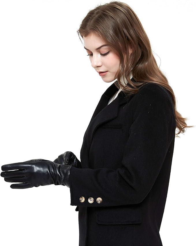 Damen Leder Handschuhe echtes Lammleder und mit Kaschmir Wolle gefütterte warme Winter Handschuhe X-