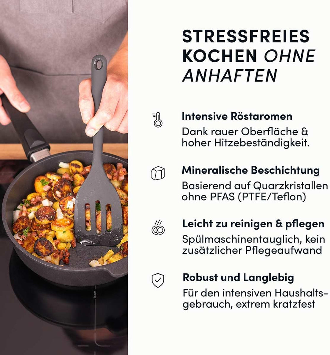Hoffmann STONIQ Hochrandpfanne, Antihaftbeschichtet, PTFE und PFAS-frei, Induktionsgeeignet, Backofe