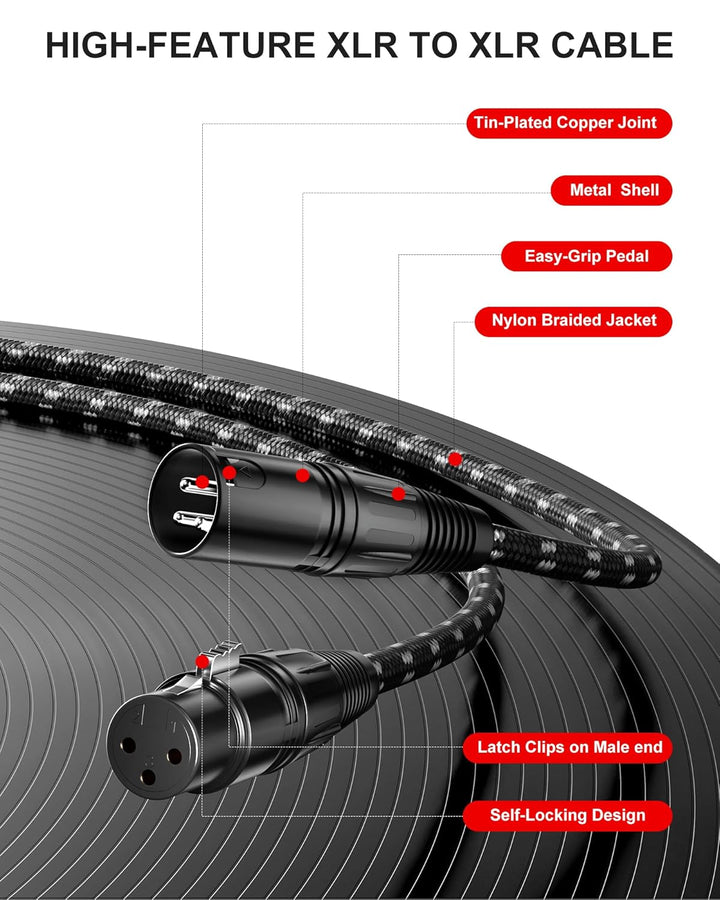 XLR Kabel 2m 2 Stücke, XLR Stecker auf Buchse Kabel, 3 Polig symmetrisches XLR Mikrofonkabel, aus sa