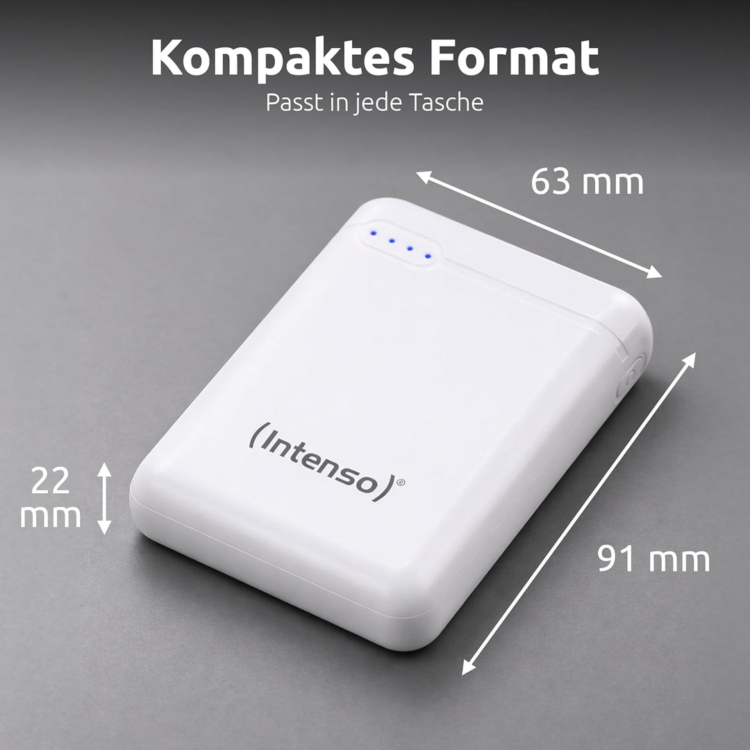 Intenso Powerbank XS10000 – 10.000 mAh – Kompakter externer Akku für Smartphone, Tablet & Kamera, US