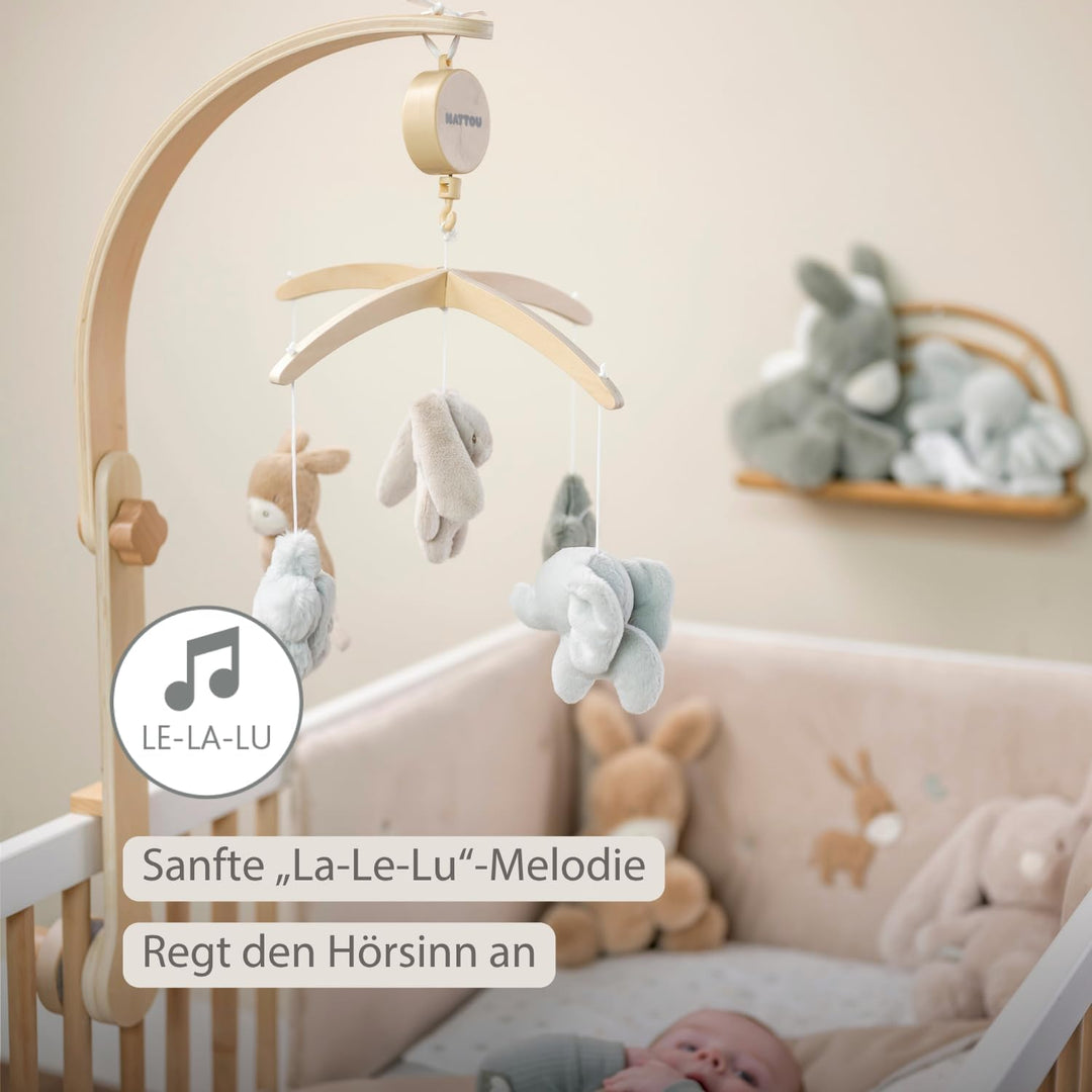 Nattou Loulou Holz-Baby-Musikmobile, Mobile Baby, Babygeschenk, Geschenk zur Geburt, 50 x 40 x 74 cm